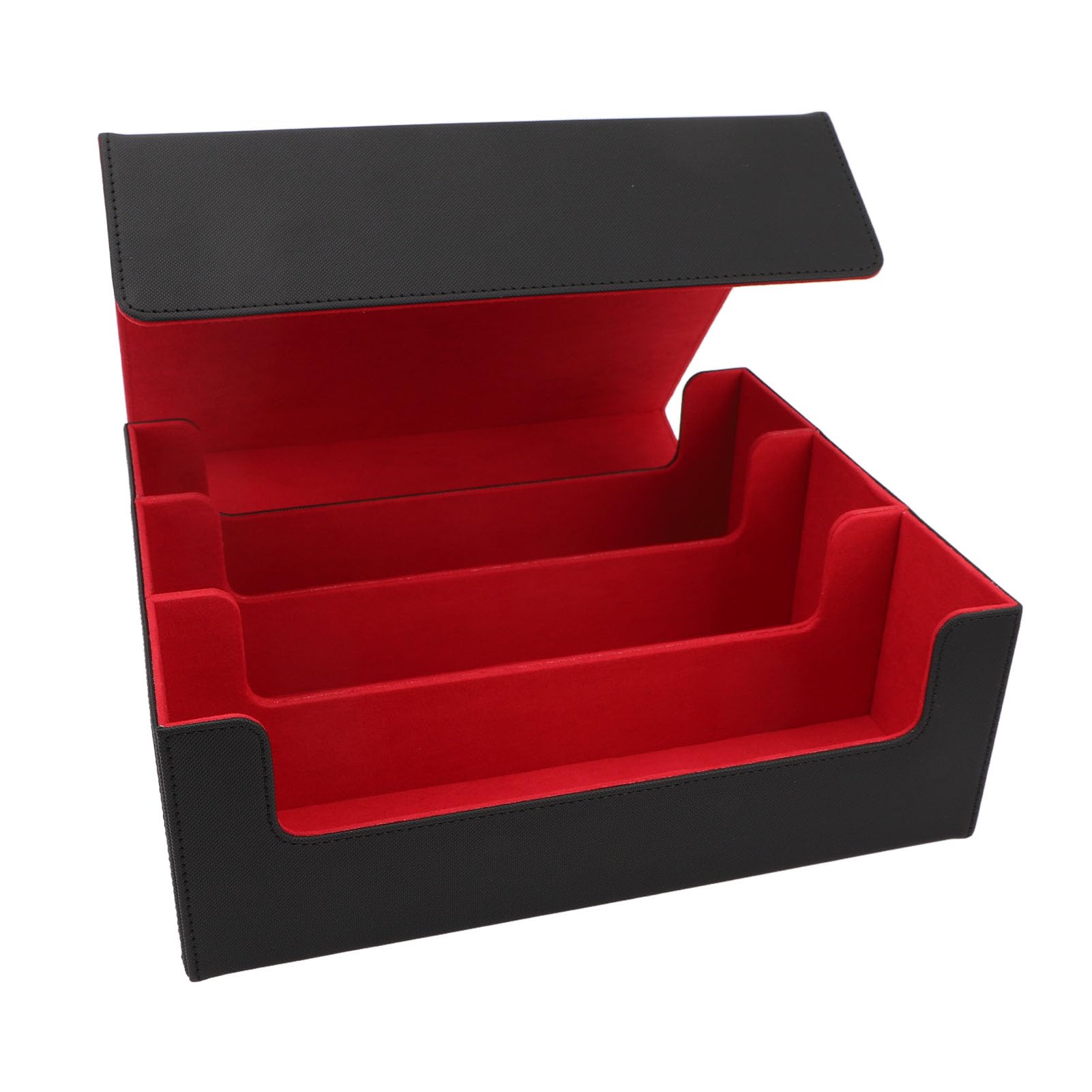Sorandy Caja de Baraja de Cartas Estuche de Almacenamiento con Cierre Magnético de Gran Capacidad para Cartas de Juego y de Tarot Cuero de PU 105 X 290 X 245 Mm (Carcasa negra con forro rojo.)