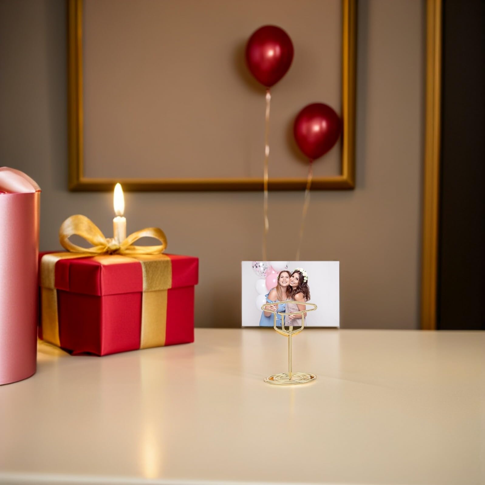 TOYANDONA Clip Portafoto per Laurea in Metallo Dorato, Set da 15 Pezzi Porta Biglietti da Visita e Porta Memo per Feste di Laurea e Ricevimenti