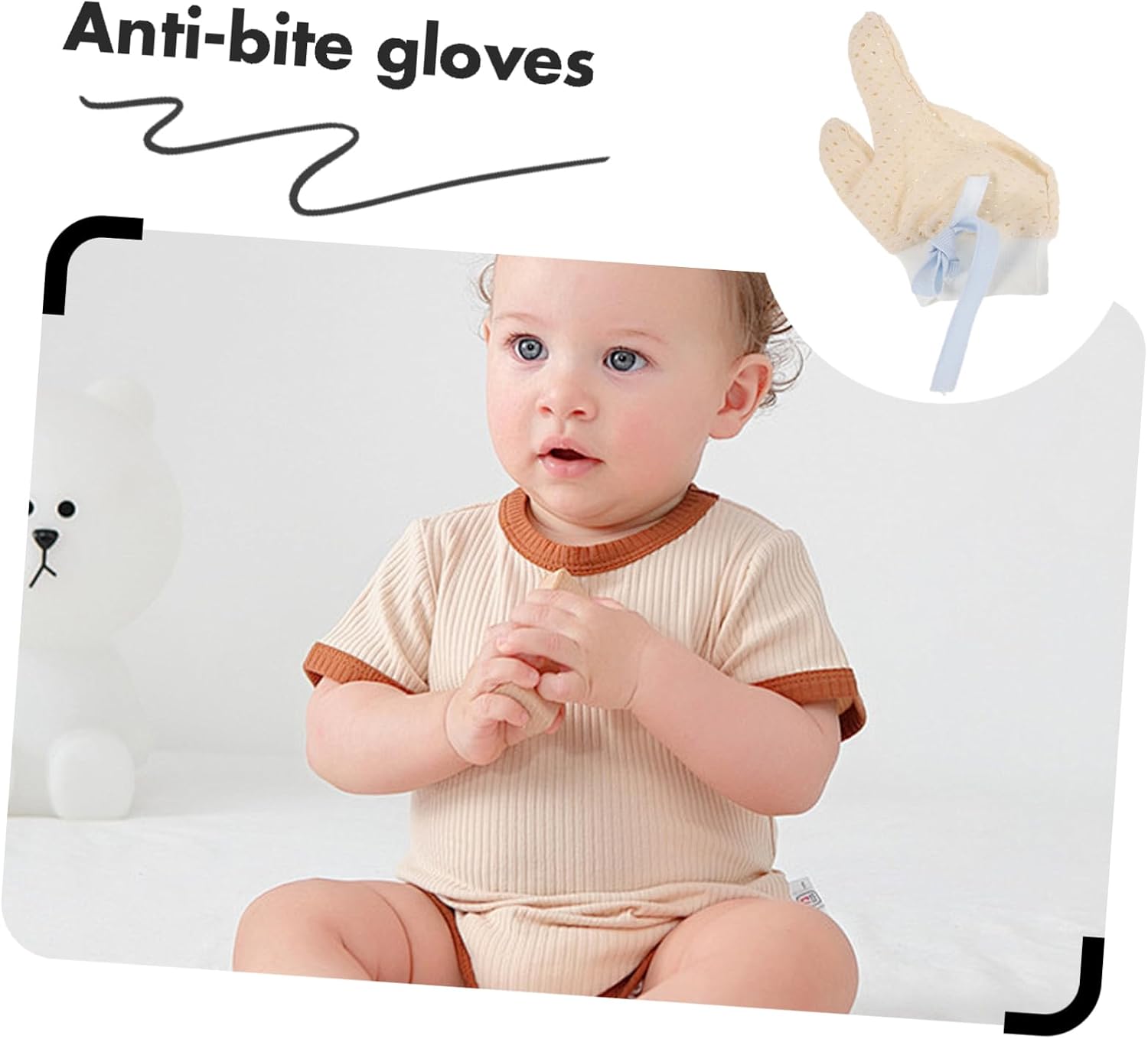Abaodam 3pairs Boy Girl Mittens for Boys Girls Newborn Teething Mittens Comfortable Yarn No Scratch No Suck Glove