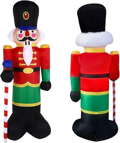 Miniatura 2 de eLUUGIE Paquete de 2 soldados cascanueces inflables de 8 pies para decoración de porche de Navidad, patio, jardín, césped (8 pies)