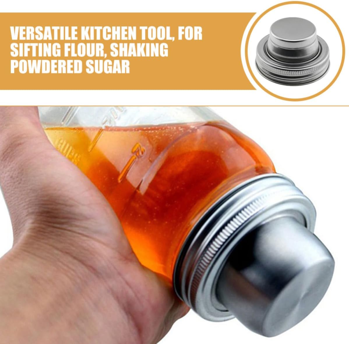 FAVOMOTO Stainless Steel Mason Jar Shaker Lids for Mixing Drinks and Sprinkling Pepper with Stylish Design, Sturdy 304 Material, for Bar Parties and Home Gatherings