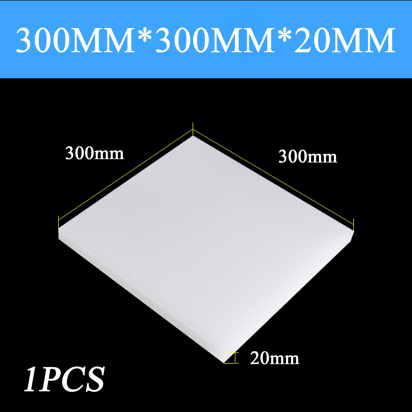 Hojas de nailon, tablero de poliamida de 1-20mm de espesor for piezas mecánicas industriales de bricolaje, 1 Uds.(300x300x20mm)