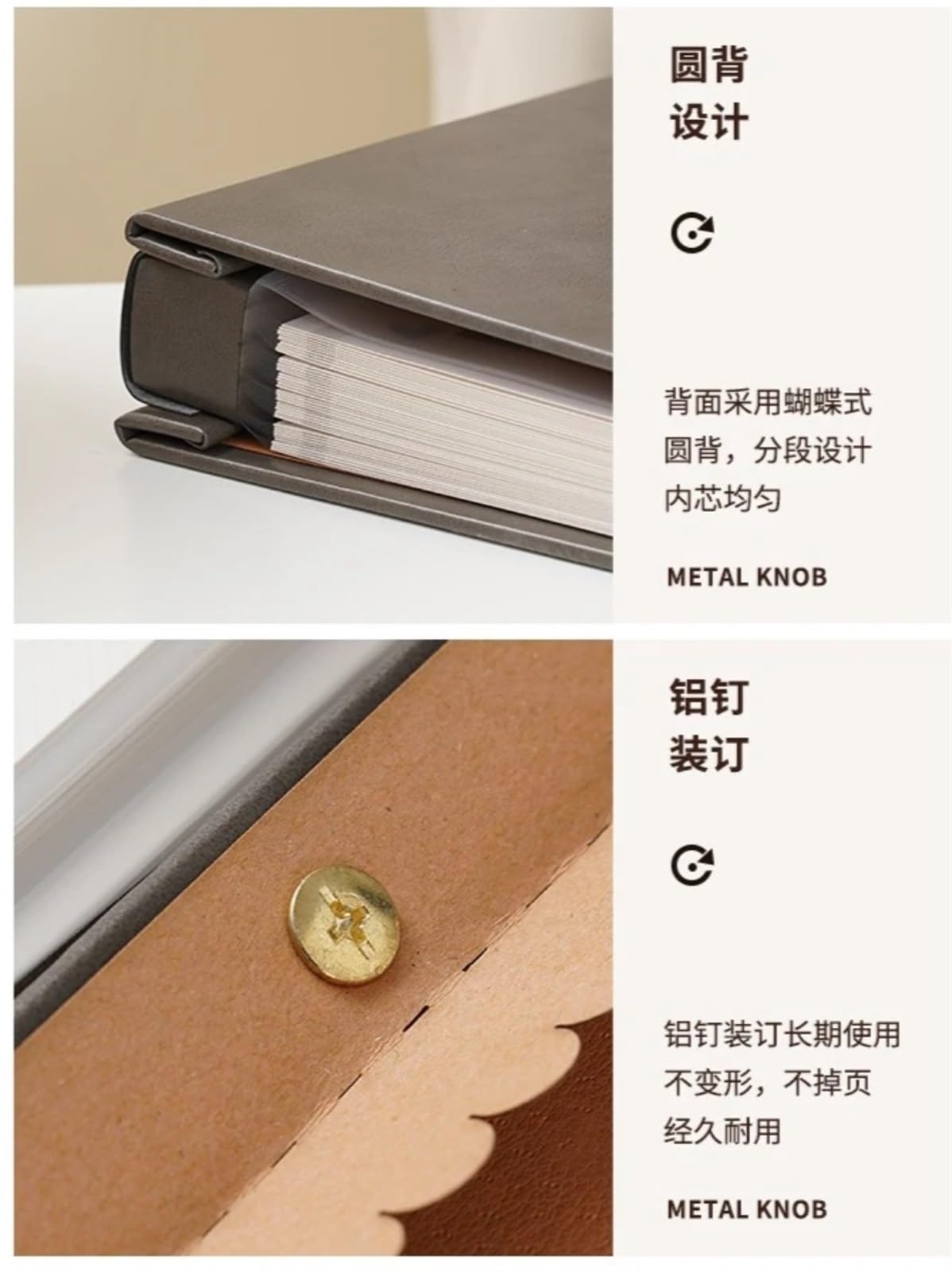 Fotoalbum Self-Adhesive Laminated Leather Photo Album – DIY Memory Book For 200 Photos (6-Inch), 20 Sheets/40 Pages(C Black pages)
