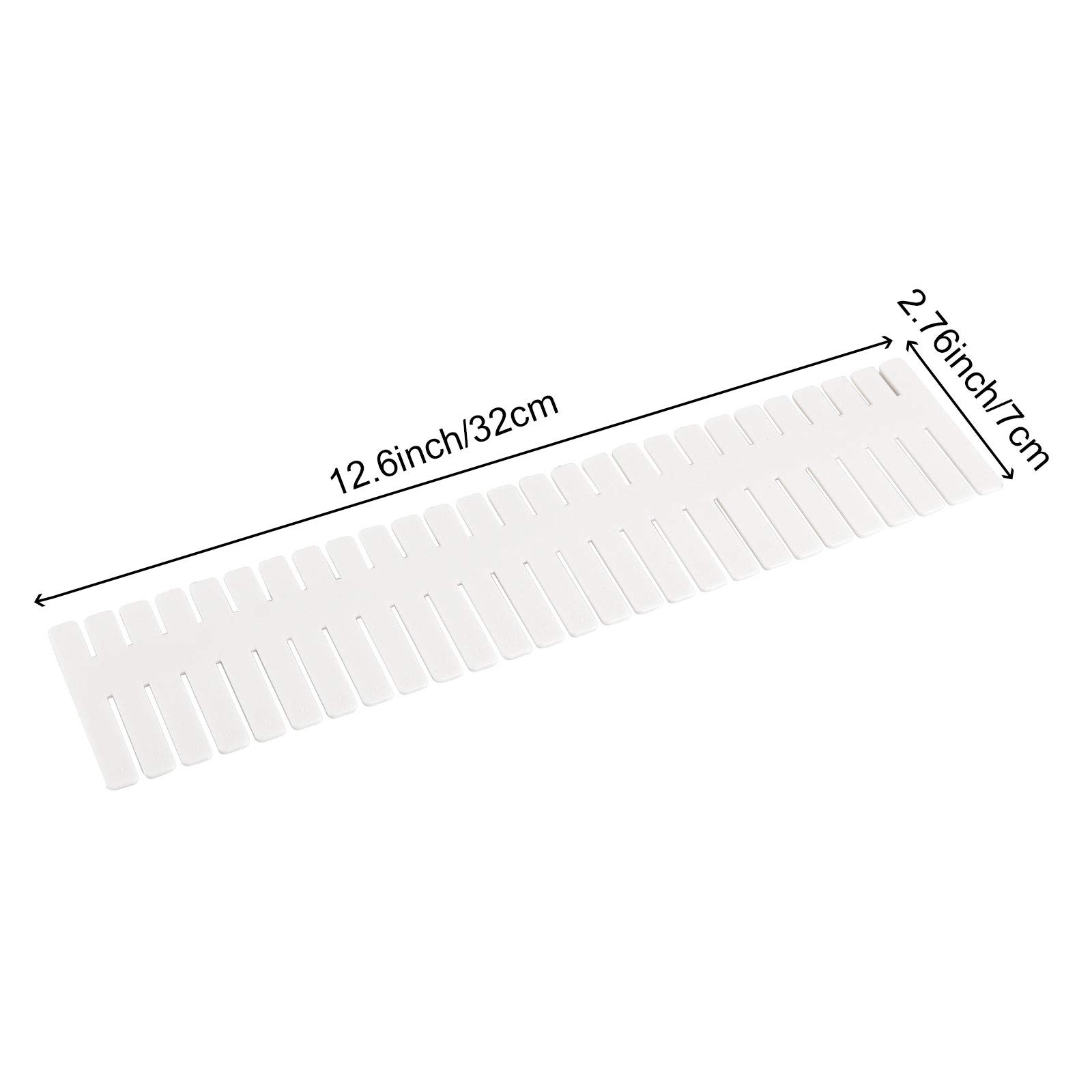 ZOENHOU 60 divisori per cassetti da 30,5 x 6,5 cm, colore bianco, regolabili in plastica di alta qualità, per cassetti da trucco, scrivania, cucina, cassetti e ripostiglio.