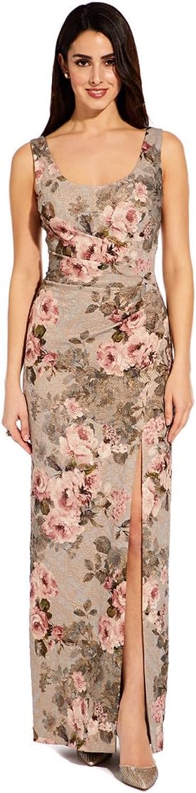 Adrianna Papell Womens Matelasse Long Dress