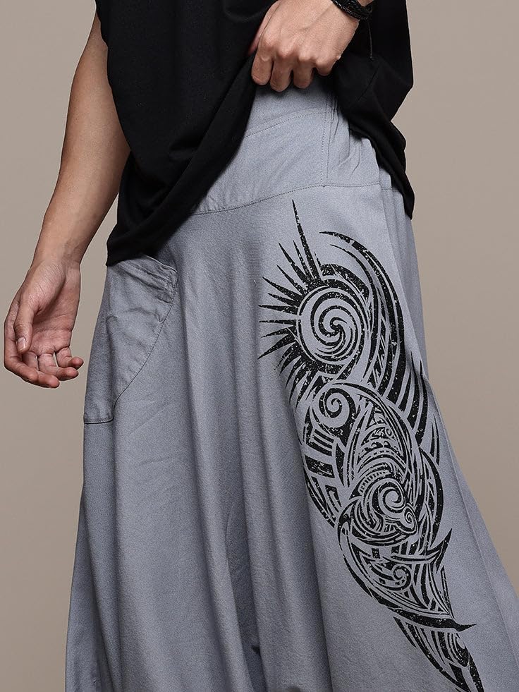 Image of The Veshti Company Printed Harem Pants for Men's Cotton Hippie Style Baggy Boho Yoga Pajama Pant with Pocket