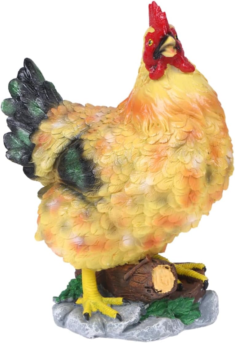 Resin Hen Figurine Unique Poultry Animal Model for Garden Decoration Chicken Coop Accessories Delicate Courtyard Decor Farmhouse Style Home Accent