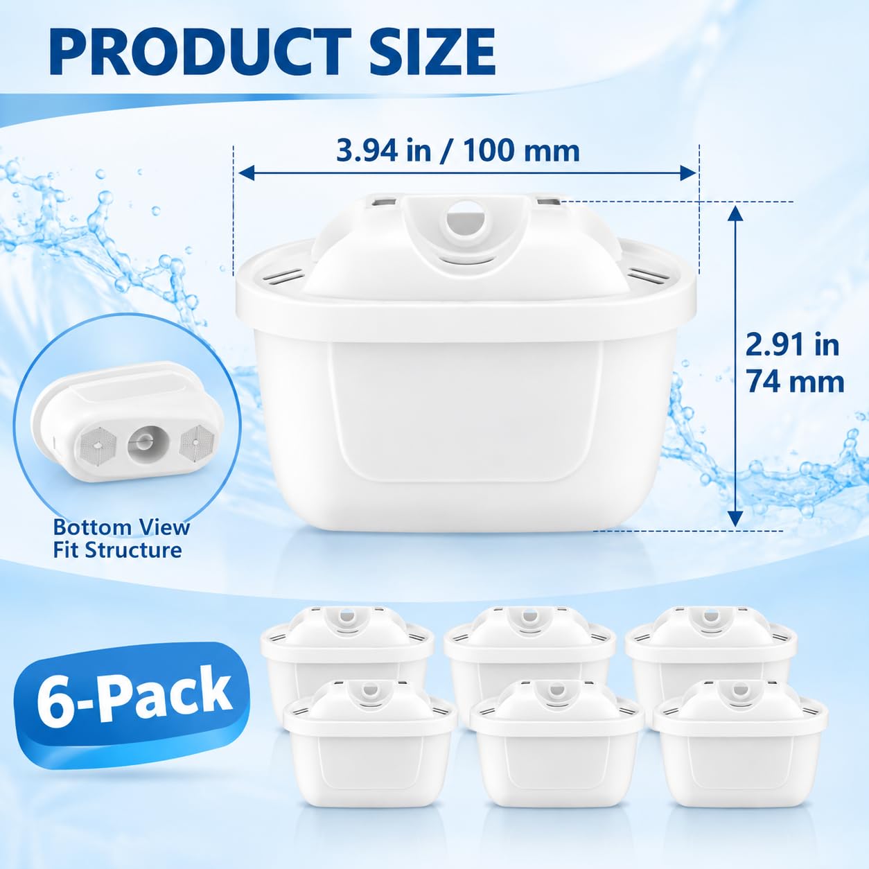 Cartuchos Filtro de Agua para LAICA Prime Line Nature, Pack de 6 para Jarra