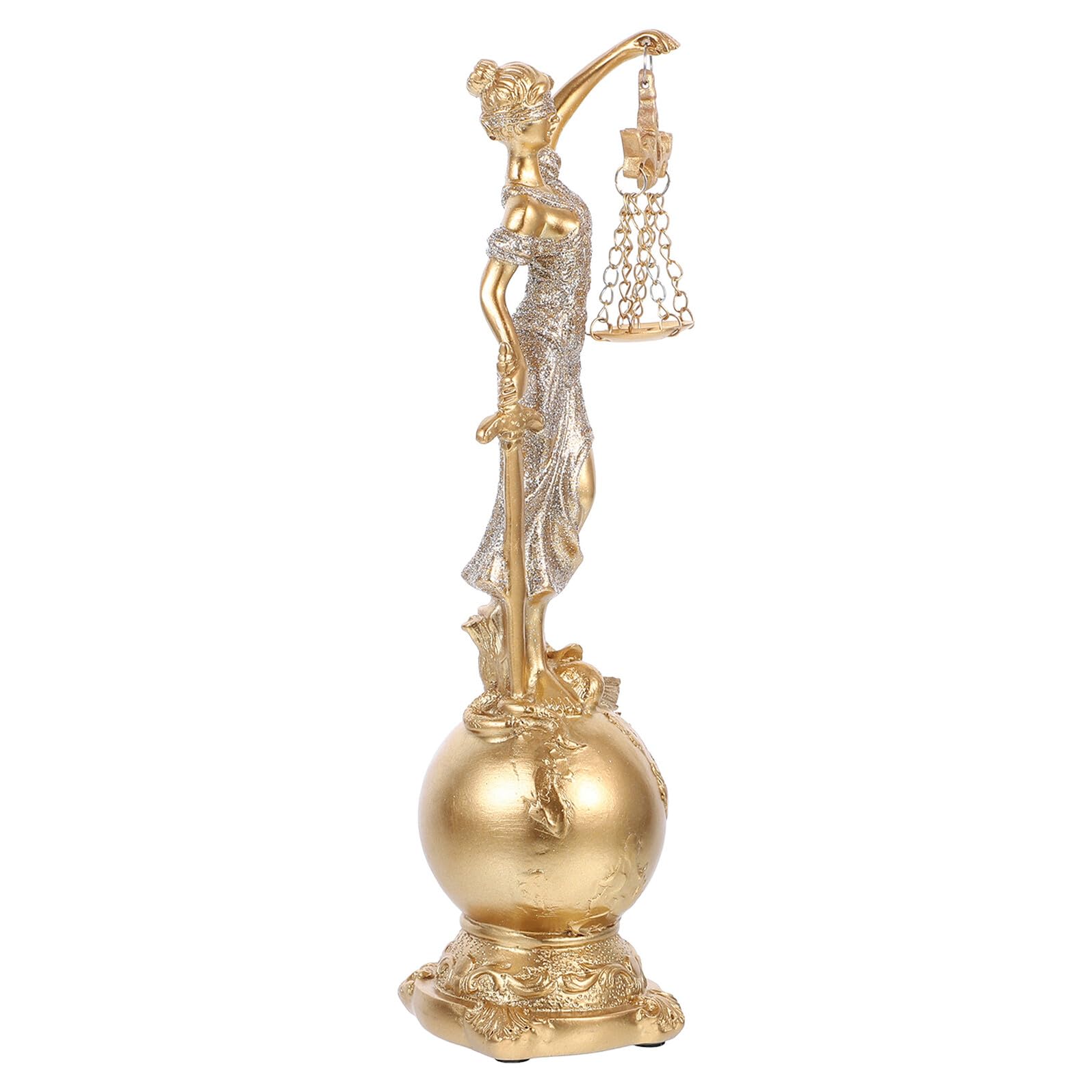 Statue déesse de la justice dorée en résine pour bureau chic