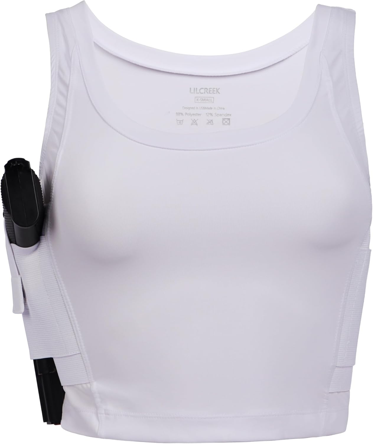 Lilcreek Women's Concealed Carry Crop Tank Tops,Undercover Handgun CCW Tactical Gun Holster Shirt Clothing