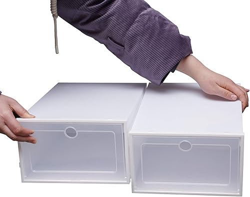 Miniatura 7 de SNKOURIN Paquete de 24 cajas de almacenamiento de zapatos, contenedores grandes de plástico transparente para zapatos con tapas, cajas de