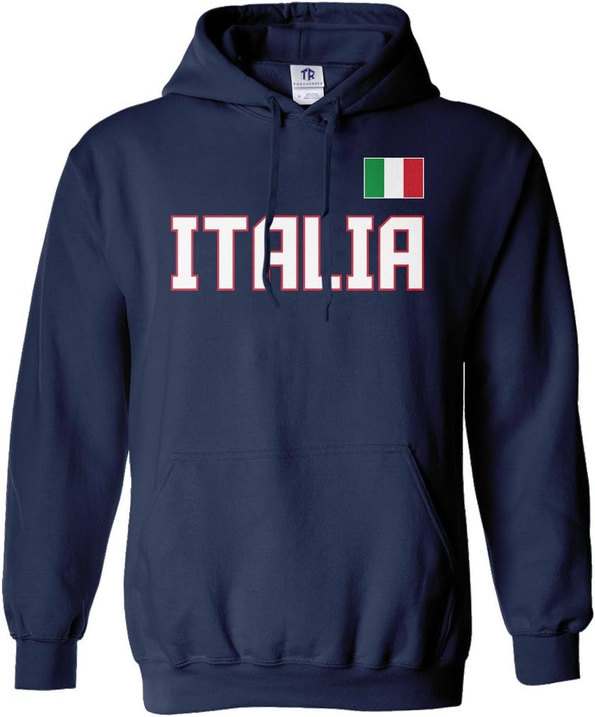 Threadrock Men's Italia National Pride Hoodie Sweatshirt