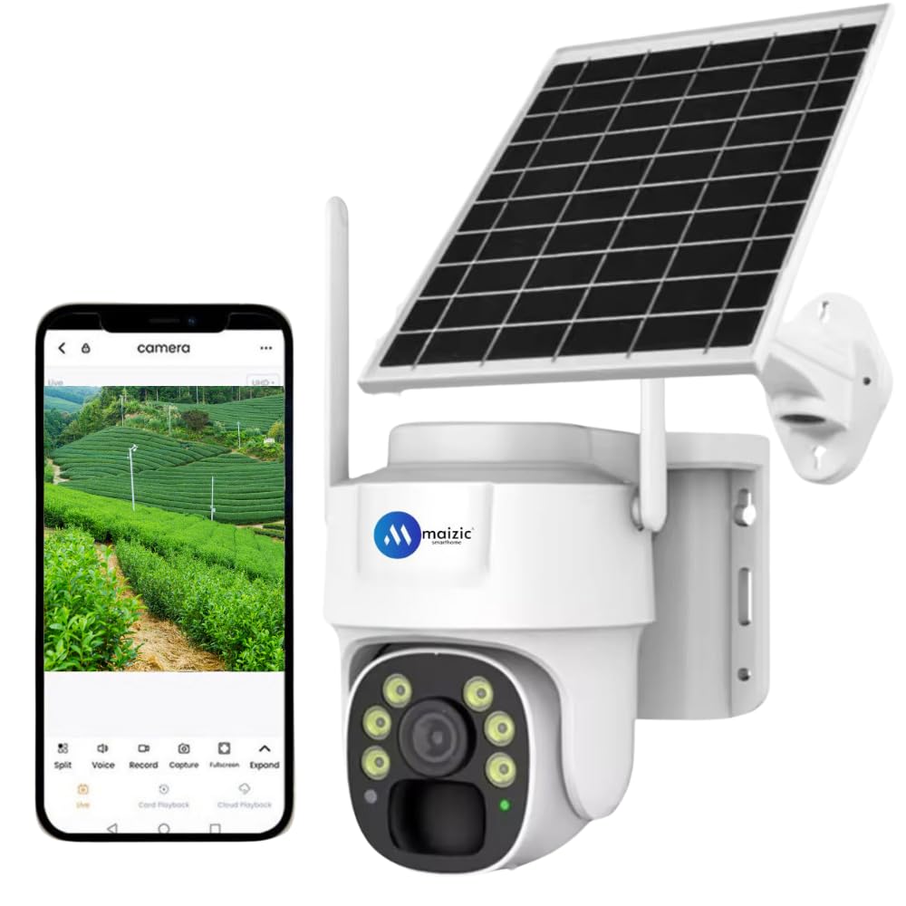 Maizic Smarthome 5MP Solar 4G Wireless Security Camera – 100 M View | Color Night Vision | AI Human Detection | Two-Way Audio | Micro-SD | 360° Pan/Tilt | All-SIM”