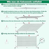 Tatamiyya Macskavédő Háló Erkélyre 6x3m - Dróterősítésű, UV-Álló, Időjárásálló Védőháló Ablakokra és Erkélyekre, Fekete 5