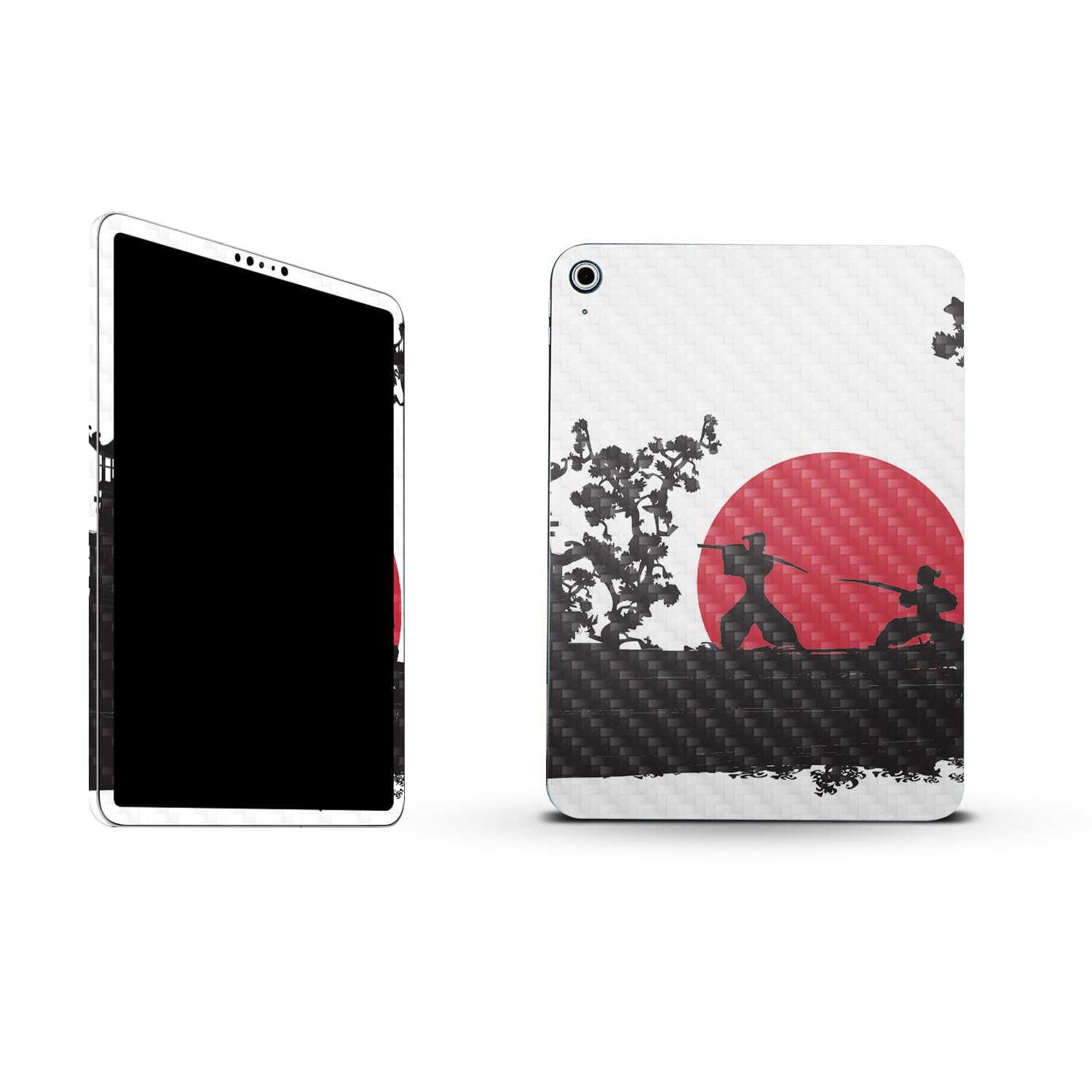 MightySkins Carbon Fiber Skin Compatible with Apple iPad 10.9" 10th Gen (2022) Full Wrap Kit - Nihon Samurai | Protective, Durable Textured Carbon Fiber Finish | Easy to Apply | Made in The USA