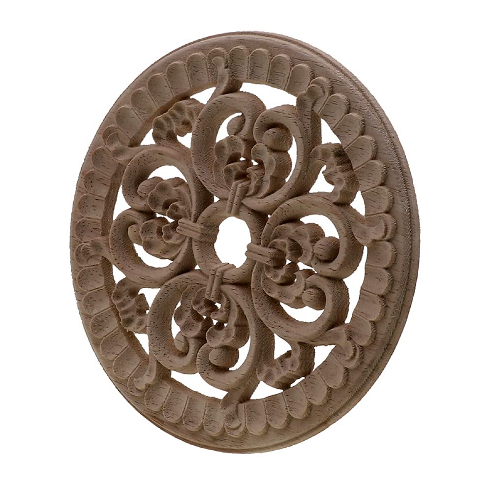 Okrągłe meble rzeźba w drewnie wystrój europejski styl kwiatowy drewno rzeźbione drzwi szafka drewniana rzeźbiona naklejka aplikacja dekoracyjna, 24 cm x 24 cm)