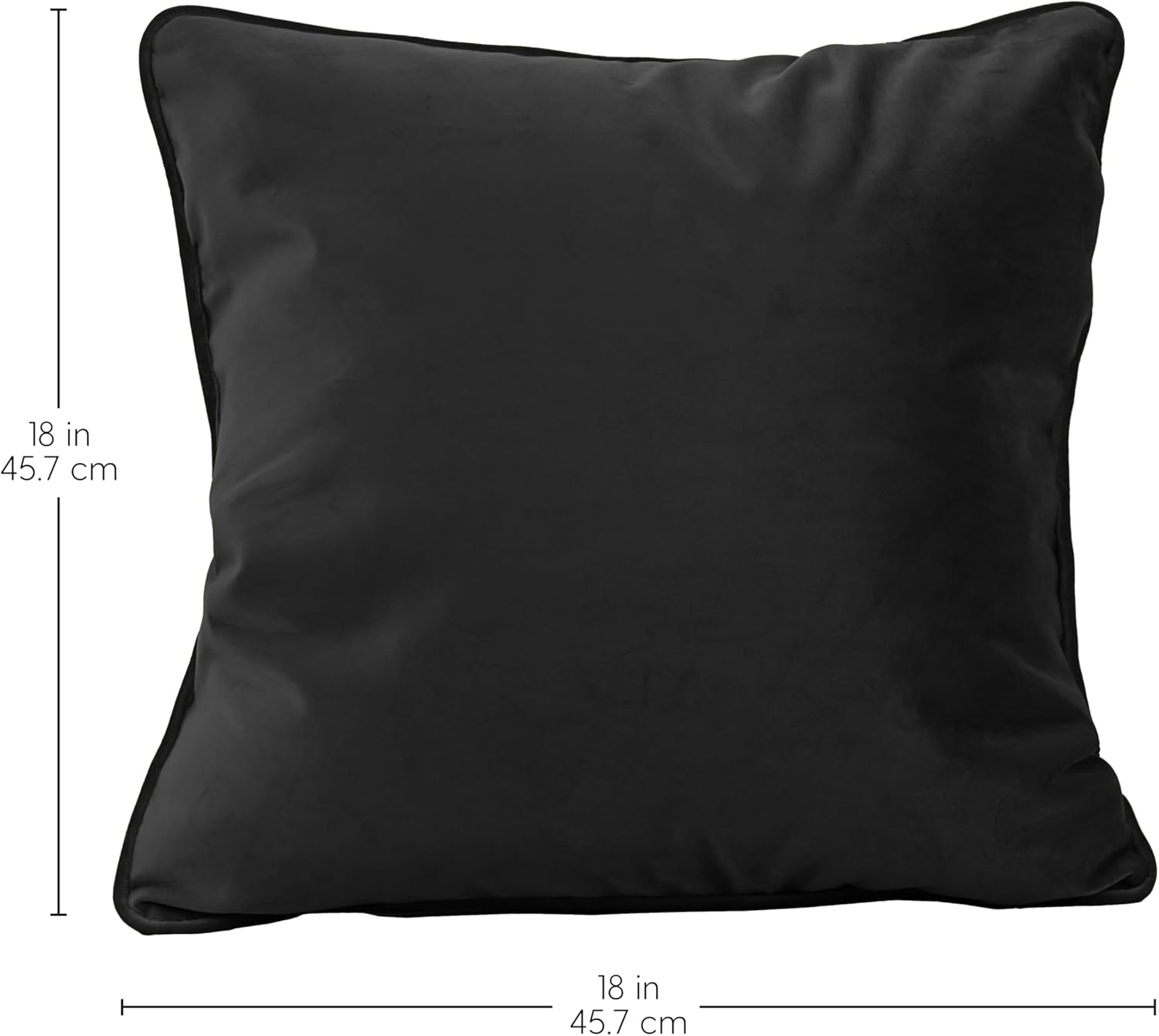 FDP 18" x 18" Velvet and Vinyl Square Pillow Set with Piping; Decorative Throw Pillow for Home Décor in Living Room, Bedroom or Lounge (2-Pack) - Onyx, 15162-350 - Image 2