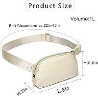 Vista 7 de Riñonera, bolsa para cinturón, correa ajustable ajustable de 40 pulgadas, para mujeres y hombres Beige