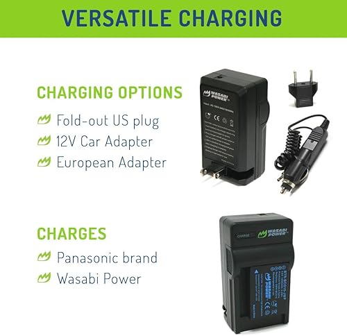 Miniatura 6 de Wasabi Power Batería (paquete de 2) y cargador para Panasonic DMW-BCG10, DMW-BCG10E, DMW-BCG10PP y Panasonic Lumix DMC-3D1, DMC-SZ8, DMC-TZ6,