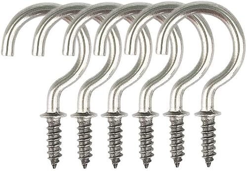 Miniatura 5 de 50 ganchos de techo de acero inoxidable (304) con tornillos de 7/8 pulgadas, ganchos de luz atornillados para colgar en exteriores e interiores