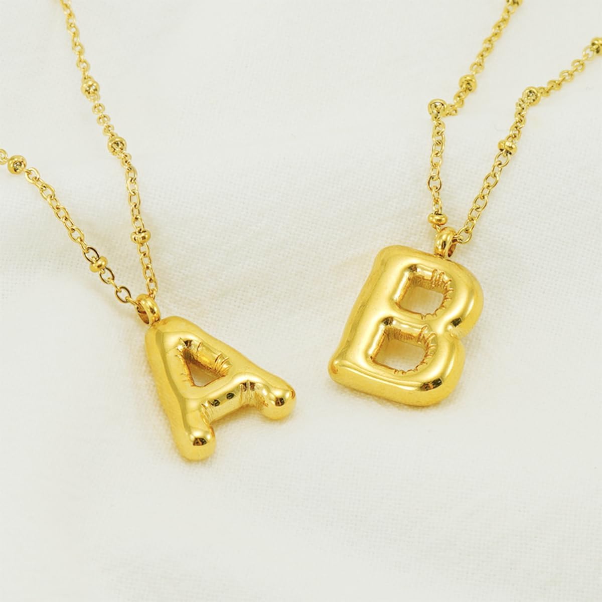 Gold Bubble Letter Necklace with Initials, Alphabet Pendant Necklace for Girlfriend Charm Balloon Letter Necklace Fashion Jewelry for Women - Image 2