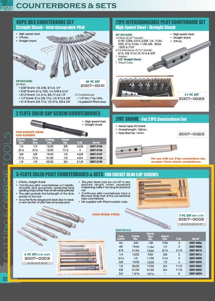 HSS Interchangeable Pilot Counterbore Sets - Counterbore With Straight - View #5