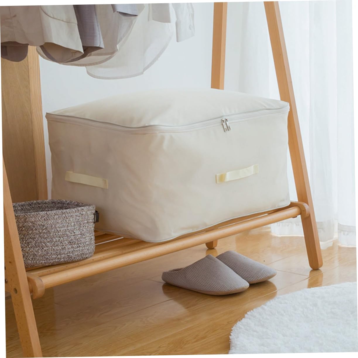 1pc Oxford Cloth Storage Bin Organizer for Clothes Bedding and Toys Water-resistant Material for Home Dormitory and Moving Capacity