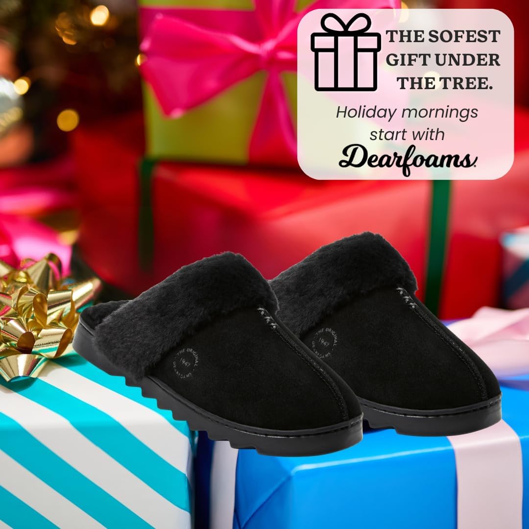 Dearfoams womens Fuzzy Memory Foam Genuine Suede Helena Scuff - Image 6