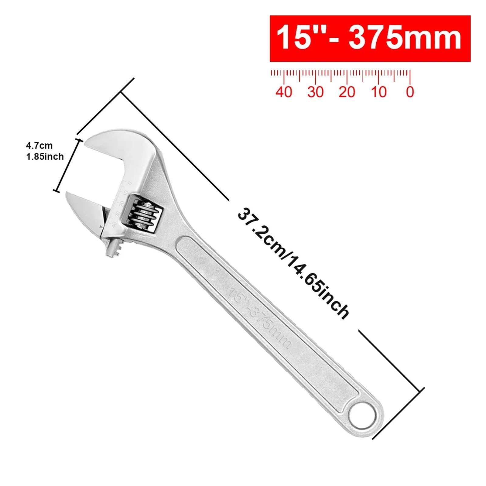 BADIKA Klucz nastawny 1 szt. klucz nastawny wykonany ze stali CR-V, polerowane głowicy, chromowany materiał CRV, szerokie szczęki otwierane (38 cm)