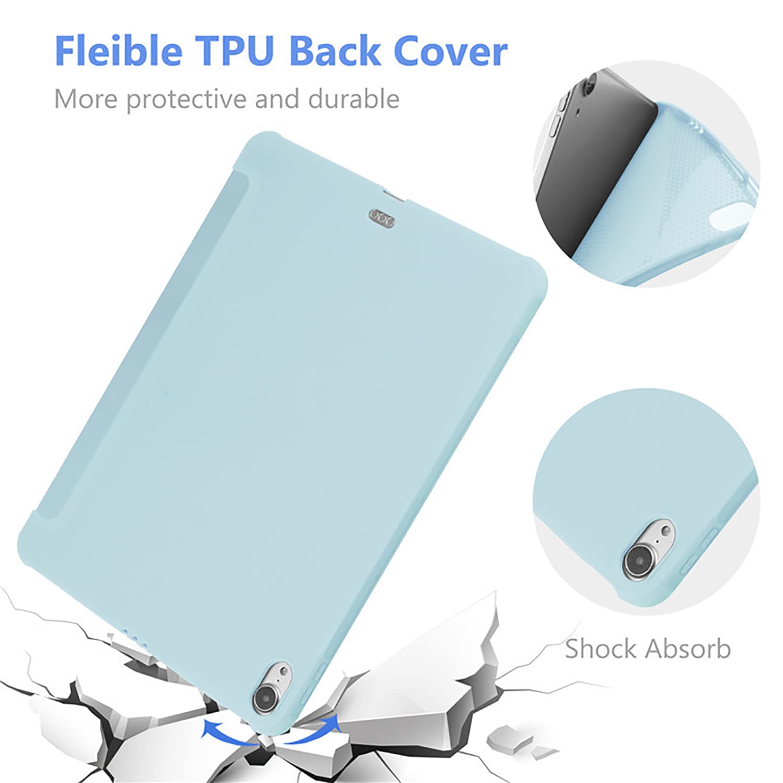 Etui kompatybilne z Pad Mini 6 2021 (8,3 cala) i (10,9 cala) air5 2022/air4 2020, potrójnie rozkładane etui z twardą tylną obudową odporną na wstrząsy osłoną, zielone 2, air5 2022(10,9)