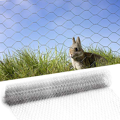 The Fellie Chicken Wire Galvanised Steel Metal 0.9x25m Garden Wire Mesh for Aviary Fence Chicken Rabbit Protection, Mesh breadth 25x25mm 0.72mm Galvanized