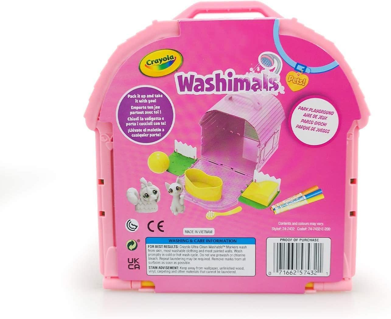 CRAYOLA Colour 'n' Wash - Set Cane E Gatto Da Colorare E Lavare, Morbidi Peluche Floccati Con Pennarelli Lavabili, 8 Pezzi, Per Bambini 3+