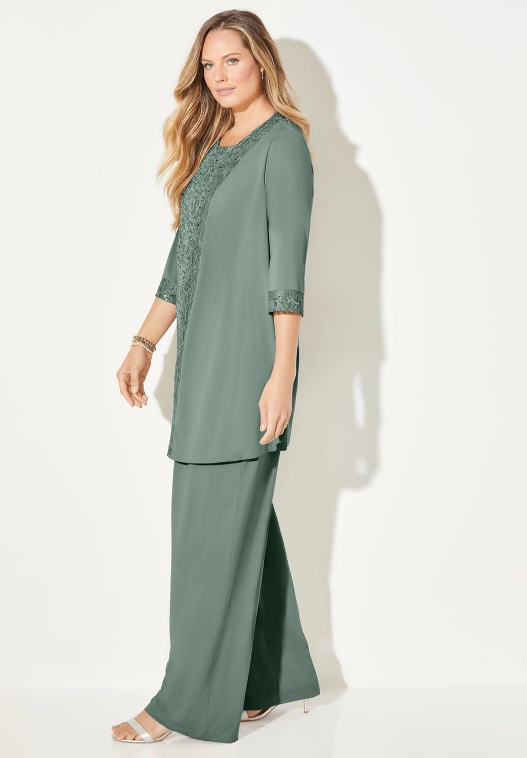 Women's Plus Size 3-Piece Lace Gala Pant Suit