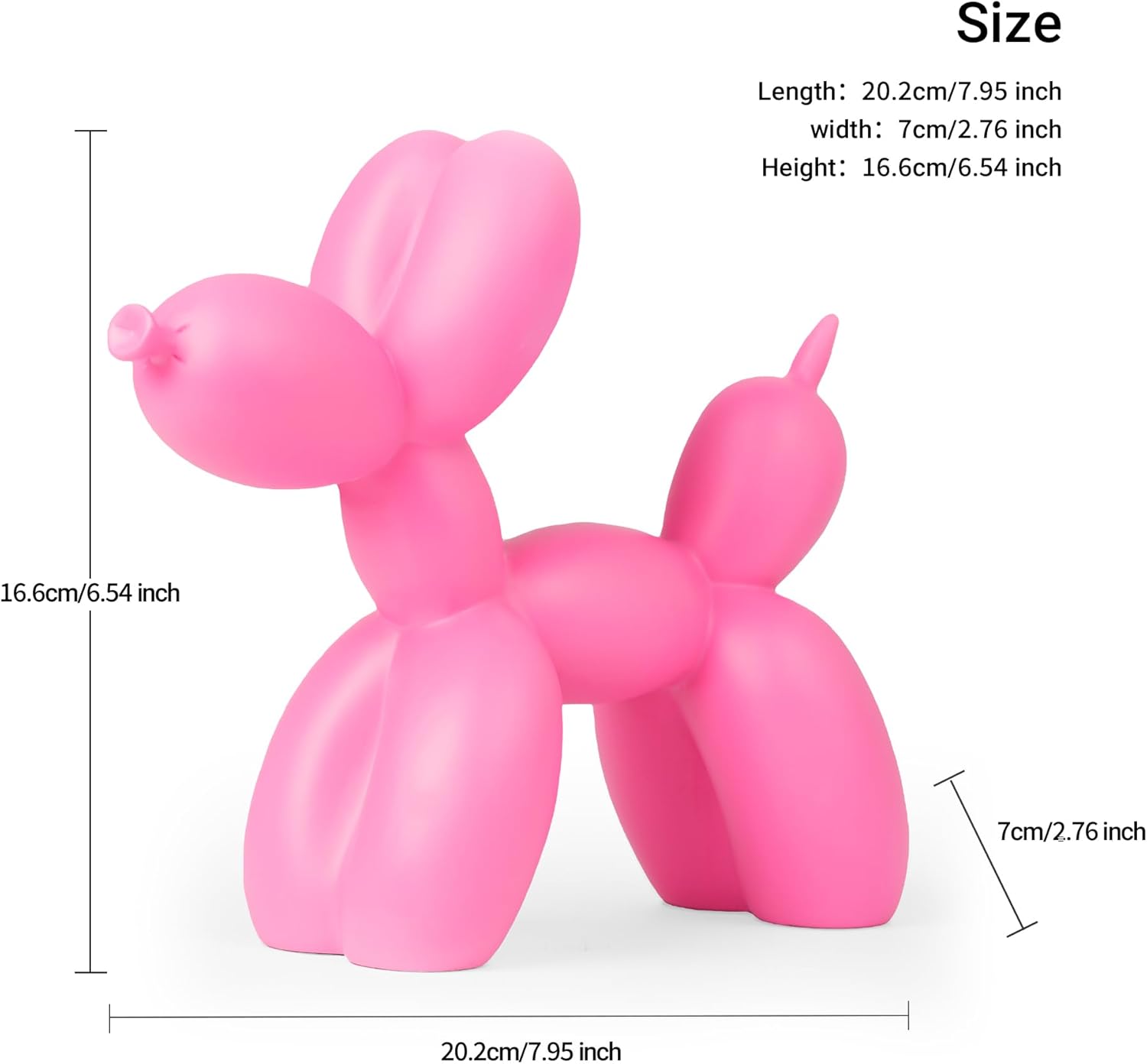 Aris & Juno 8.7'' Balloon Dog Sculpture, Modern Resin Art Decor for Living Room, Bedroom, Office Desk, Bookshelf & Entryway | Gift Statue(Pure Resin, Pink)