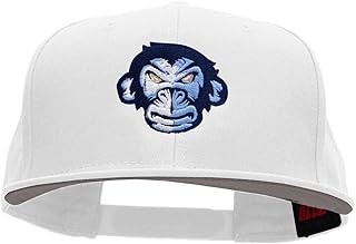 Monkey Blue Embroidered Superior Cotton Twill Flat Bill Snapback Prostyle Cap - White OSFM