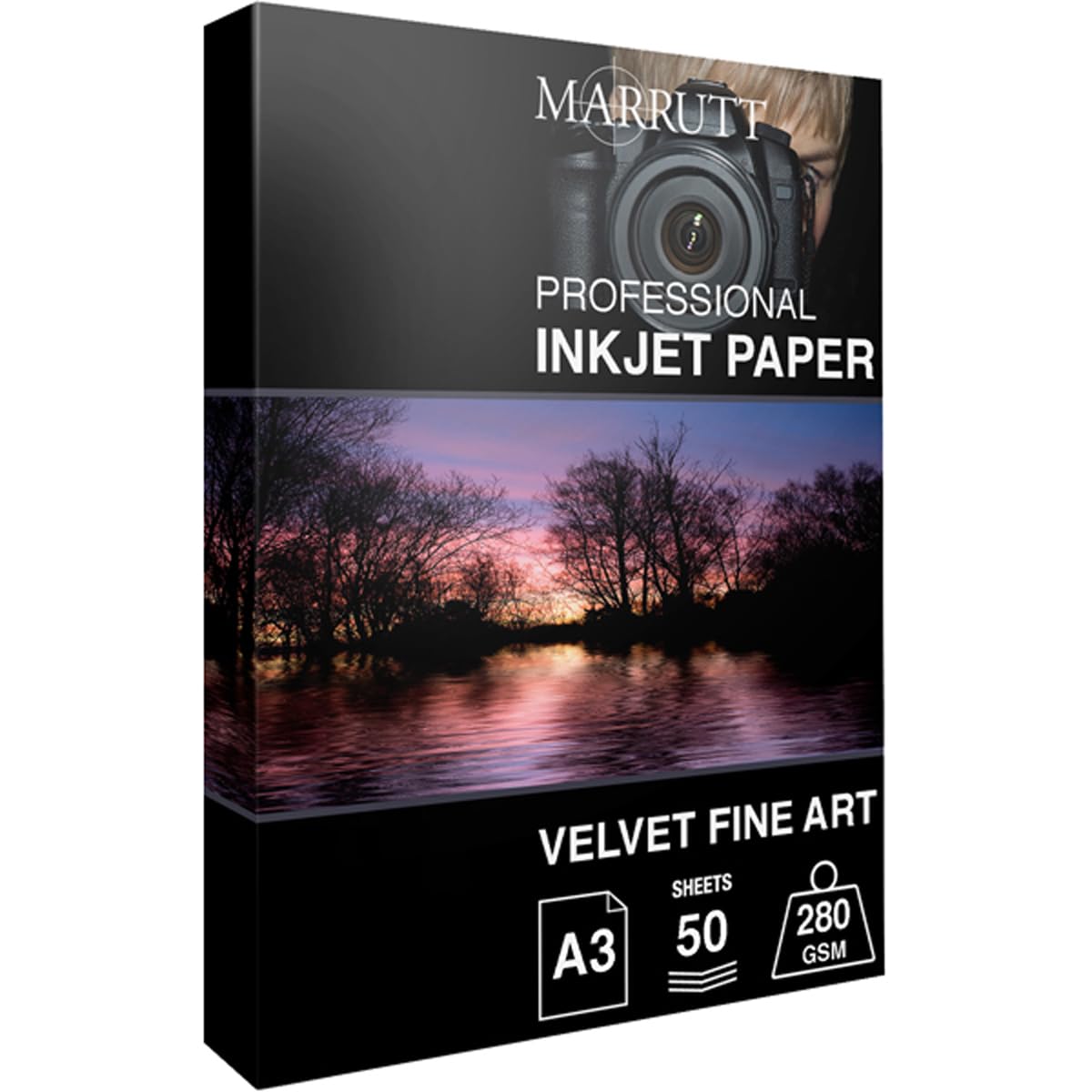 Marrutt 280gsm Velvet Fine Art Inkjet Photo Paper - A3 50 Sheets