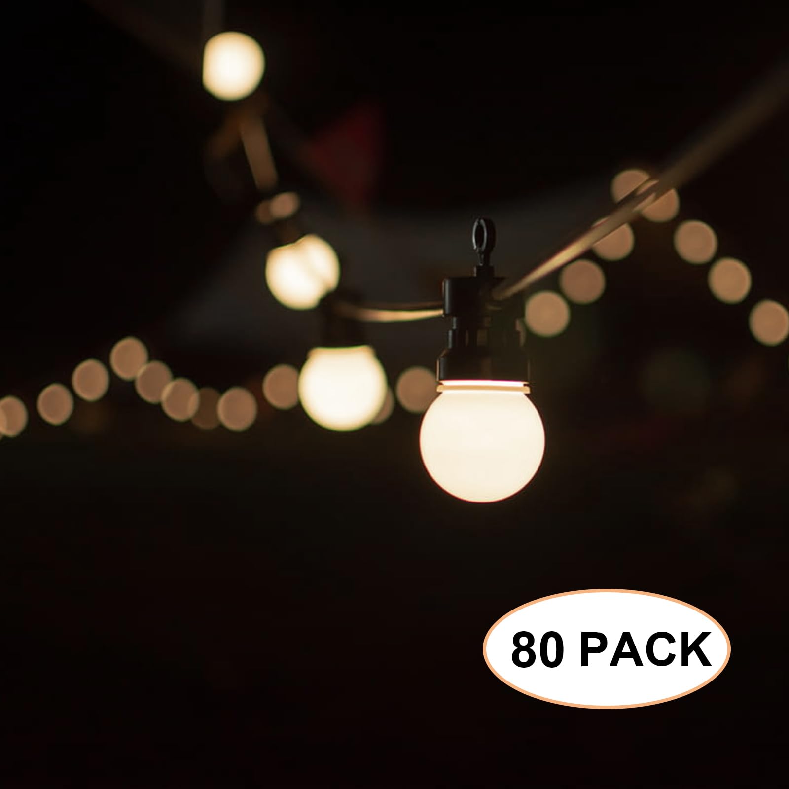 80 sztuk żarówek LED E27, ciepła biel, 1 W, G45 małe żarówki, 1 W, zastępuje żarówkę o mocy 5 W, 2700 K, wodoszczelny łańcuch świetlny, dekoracja na urlop, imprezę