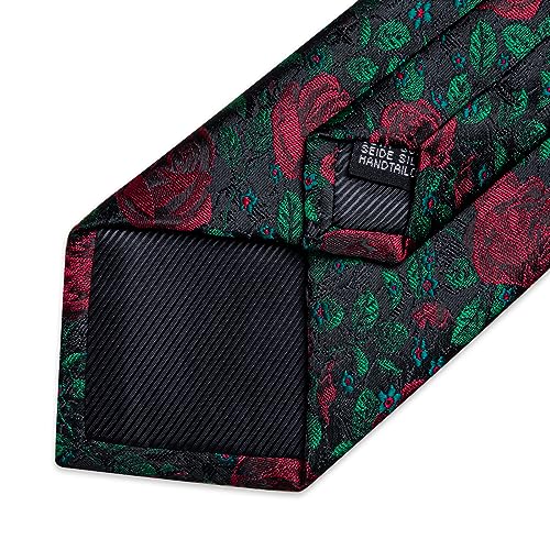 Image of DiBanGu Paisley Ties for Men Silk Necktie and Pocket Square Cufflinks Tie Clip Set Woven Classic Mens Tie for Wedding Party