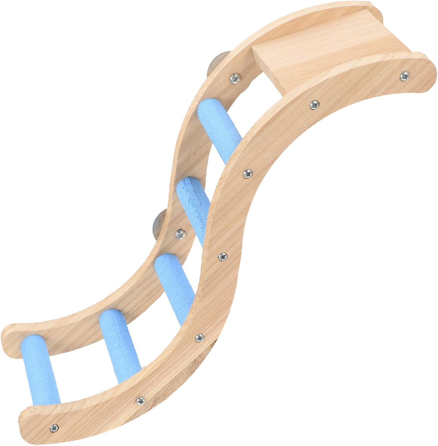 FRCOLOR Parrot Cage Hanging Ladder with Bite-Resistant Blue Wooden Ropes, Budgerigar Climbing Plaything for Indoor Bird Cage Accessories