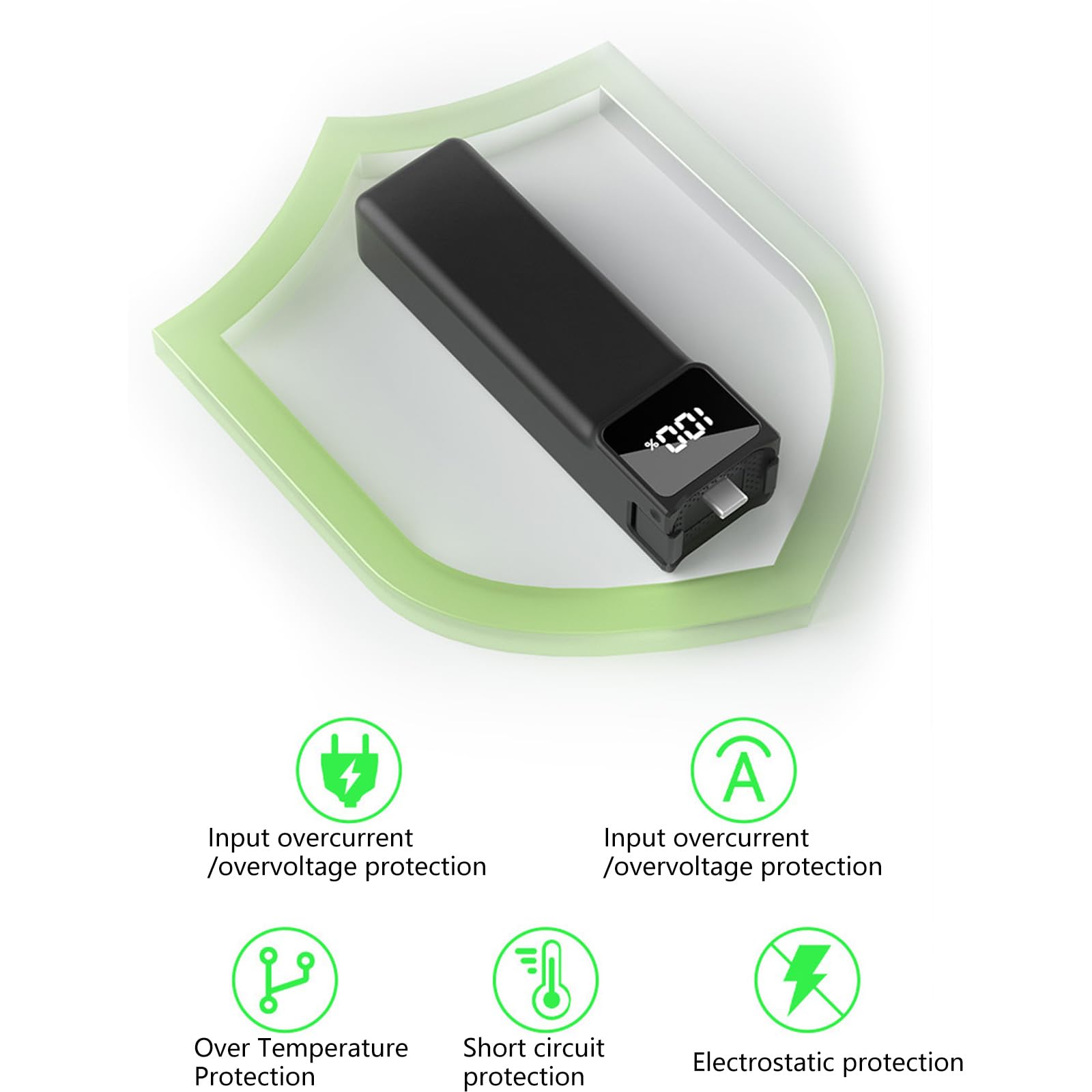 Poignées de charge intégrées dans une grande batterie, alimentation inversée et systèmes anti-secousses, poignée de batterie haute capacité