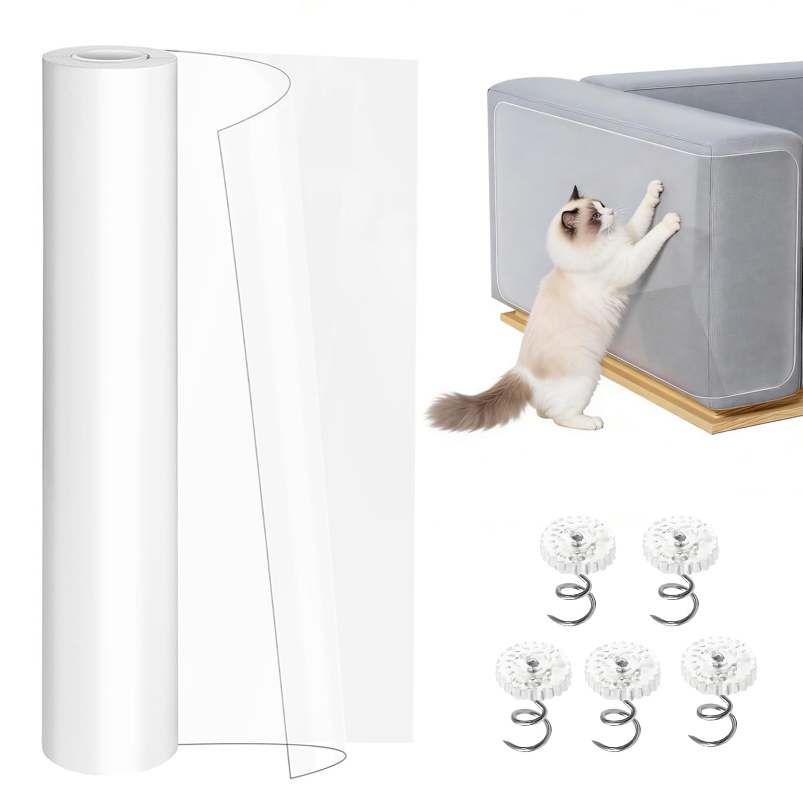 Cat Scratch Protector, 30cmx5m Cat Anti Scratch Tape Traceless Sofa Protectors for Pets Anti Scratch Furniture Protector Wear-Resistant for Carpet, Sofa, Couch