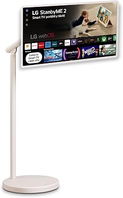 LG 27LX6TDGA – Smart Monitor StanbyMe 2, 27″ QHD táctil, Smart TV Portátil, 2025, webOS 24 con IA, Dolby Vision y Dolby Atmos, 4h Batería, Peana con Ruedas, Portal Gaming, Beige