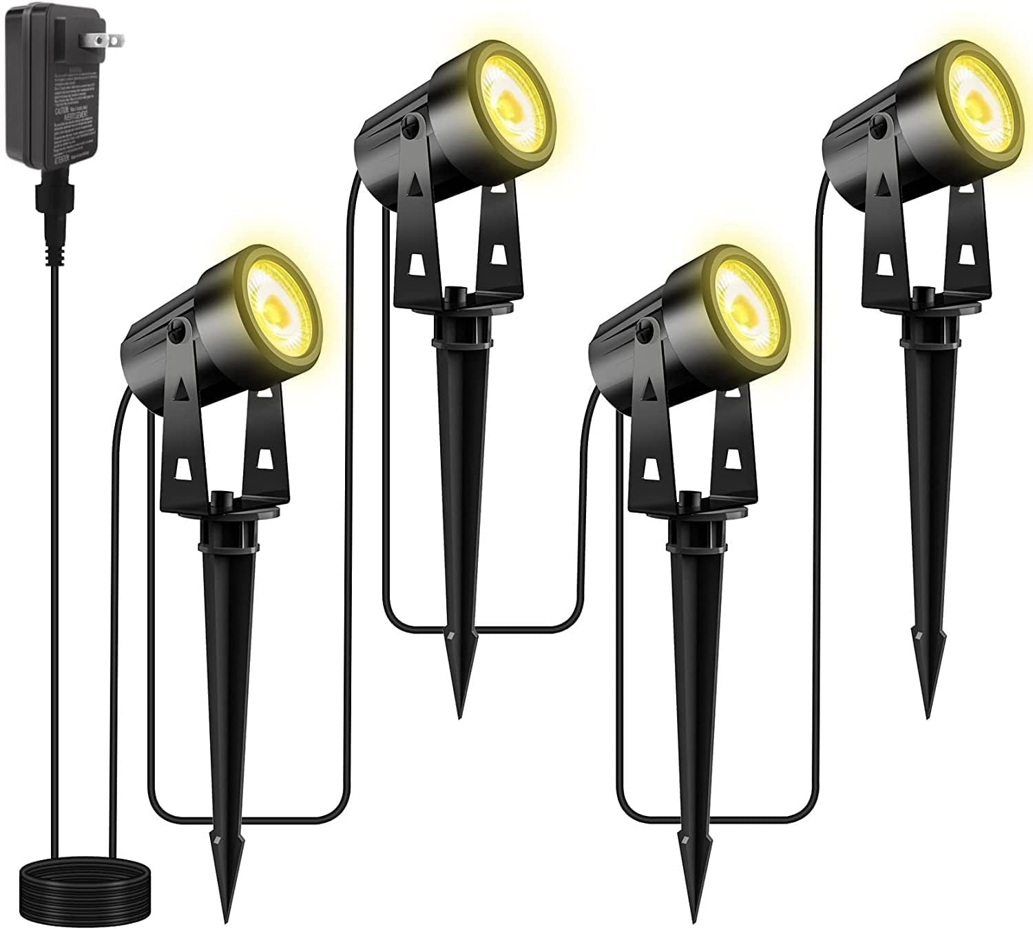 HUGCHG Garden Spotlights Mains Powered,12V Pathway Lights 12W 4in1