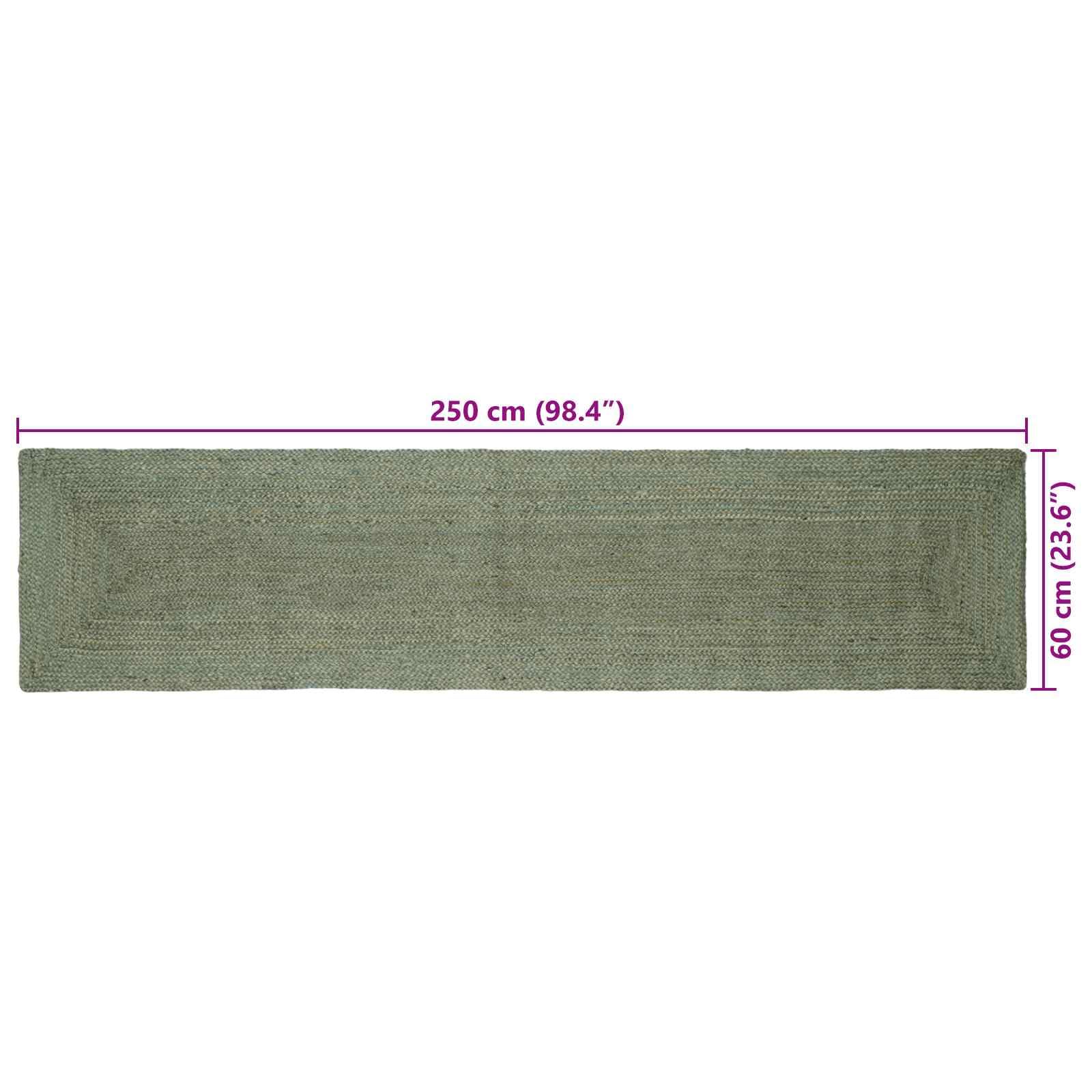 Dywan obszarowy, chodnik oliwkowy zielony, 60 x 250 cm, ręcznie wykonany z juty, prostokątny, łatwy w pielęgnacji, do salonu, sypialni, korytarza, biura, nowoczesny i trwały