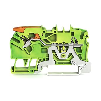 2102-1207 | WAGO 2-Conductor Ground Terminal Block with Lever and Push-in CAGE CLAMP, 2.5 MM?, Green-Yellow