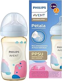 Mamadeira Philips Avent Pétala PPSU 260 ml bico número 3 antivazamento de fluxo individual