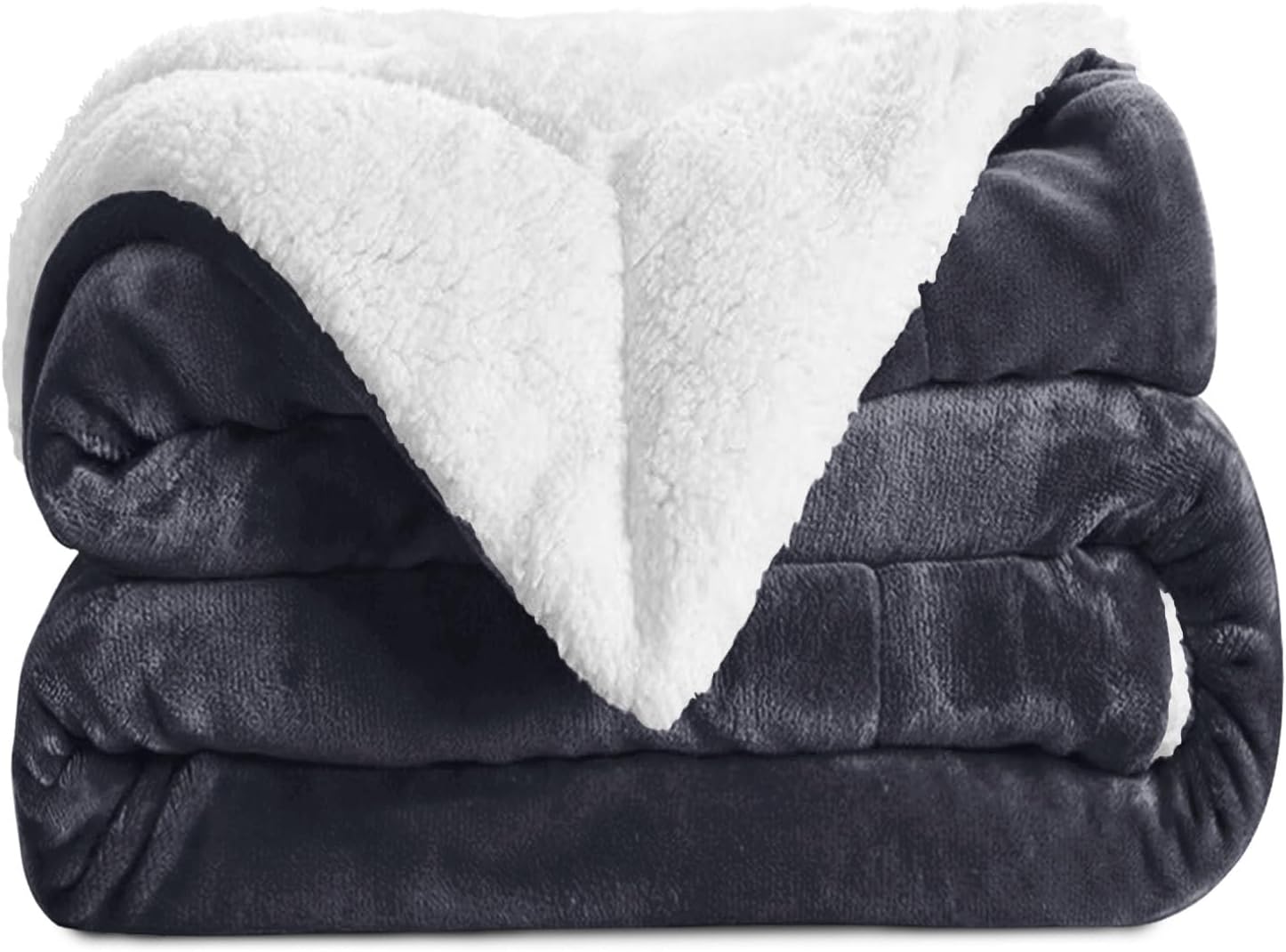 Aspire Homeware Sherpa Fleece Blanket Throws for Sofas Large - Soft Fluffy Thick Grey Throw Blanket for Bed King Size Reversible Microfiber Sofa Throw (200 x 240 cm)