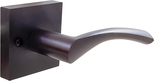 Stone Harbor Hardware Turin - Palanca de puerta con roseta cuadrada, pestillo simulado (sin giro), diestro, negro mate