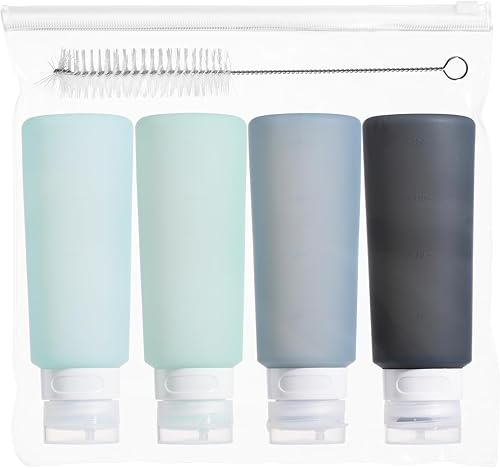 Miniatura 36 de Botellas exprimibles de condimentos para salsas, mini recipiente de silicona para aderezo de ensalada de 1 onza para llevar con bolsa de sándwich