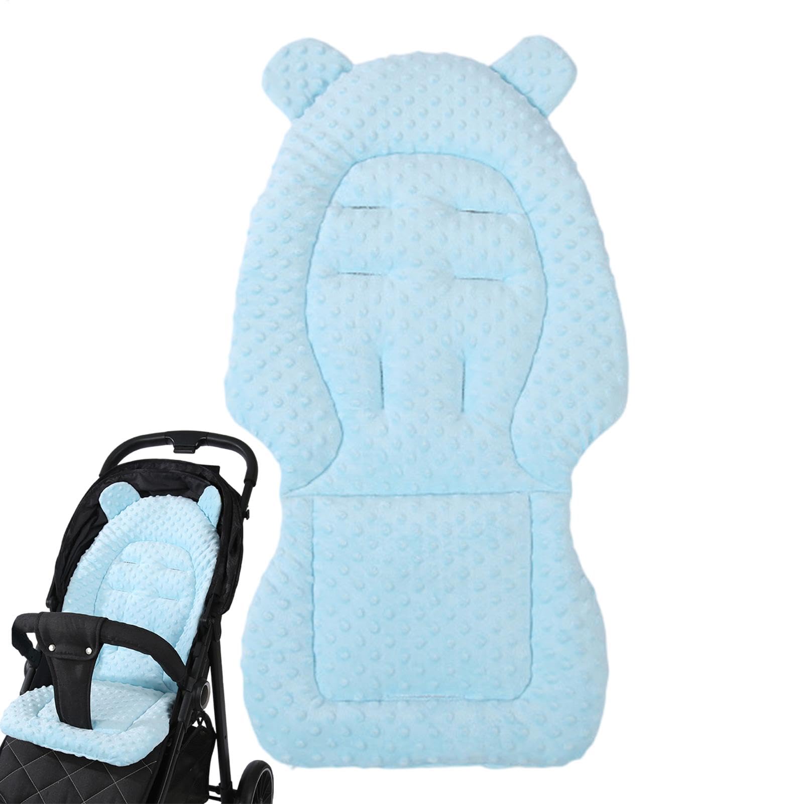 Blue 40x80 Cm Baby Stroller Seat Cushion Baby Stroller Cushion Stroller Liner Bean Down+Oxford Cloth Pushchair Liner Washable Warm Pushcar Seat Mat for Winter and Summer Baby